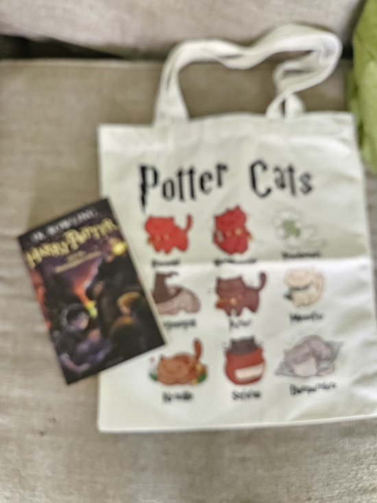 Other | Harry Potter White Potter Cats Graphic Tote Bag And Book | Poshmark